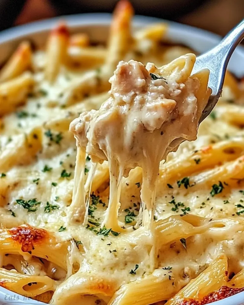 Creamy Garlic Parmesan Chicken Pasta Bake