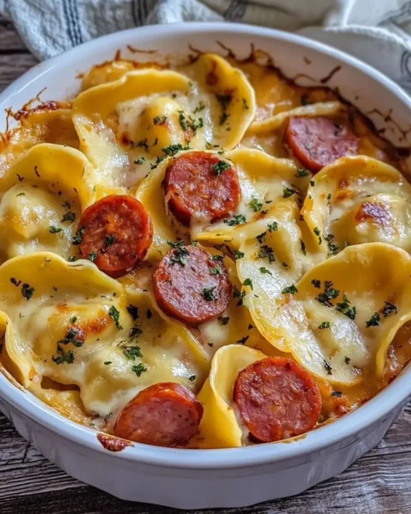 Crockpot Pierogi Casserole with Kielbasa