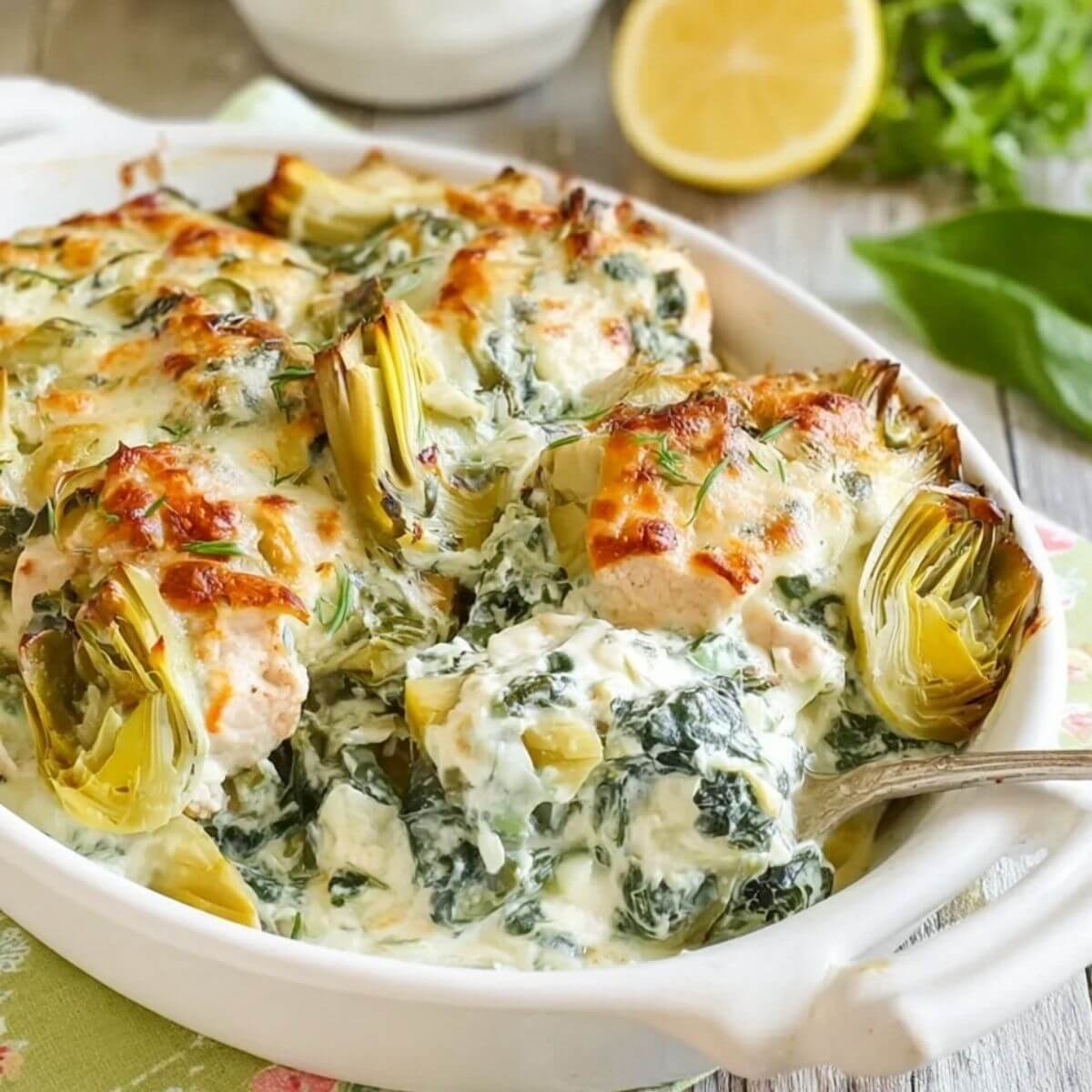 Artichoke Chicken with Cottage Cheese