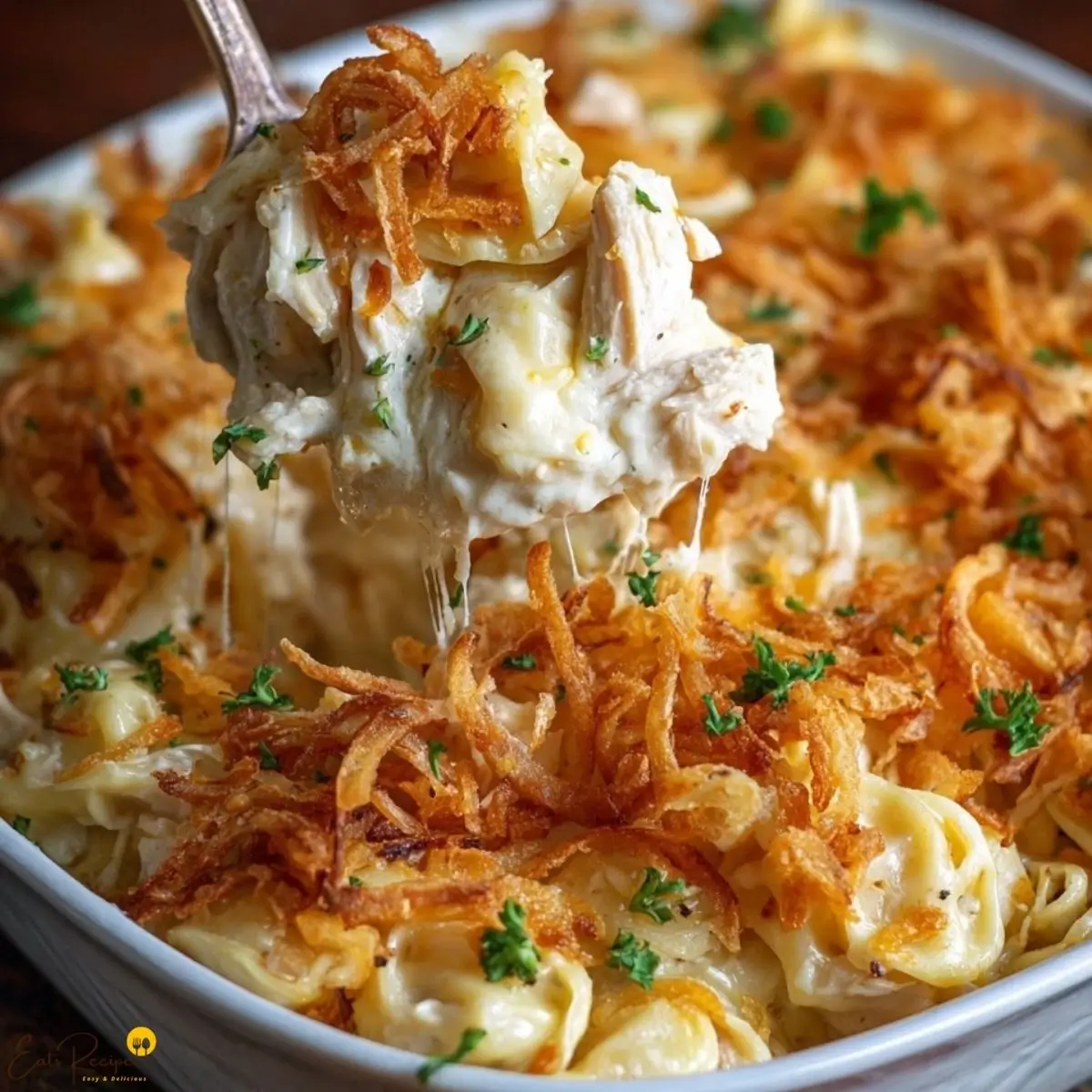 French Onion Chicken Tortellini Casserole