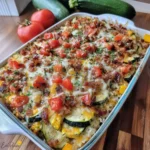 Loaded Zucchini, Squash and Rice Bake