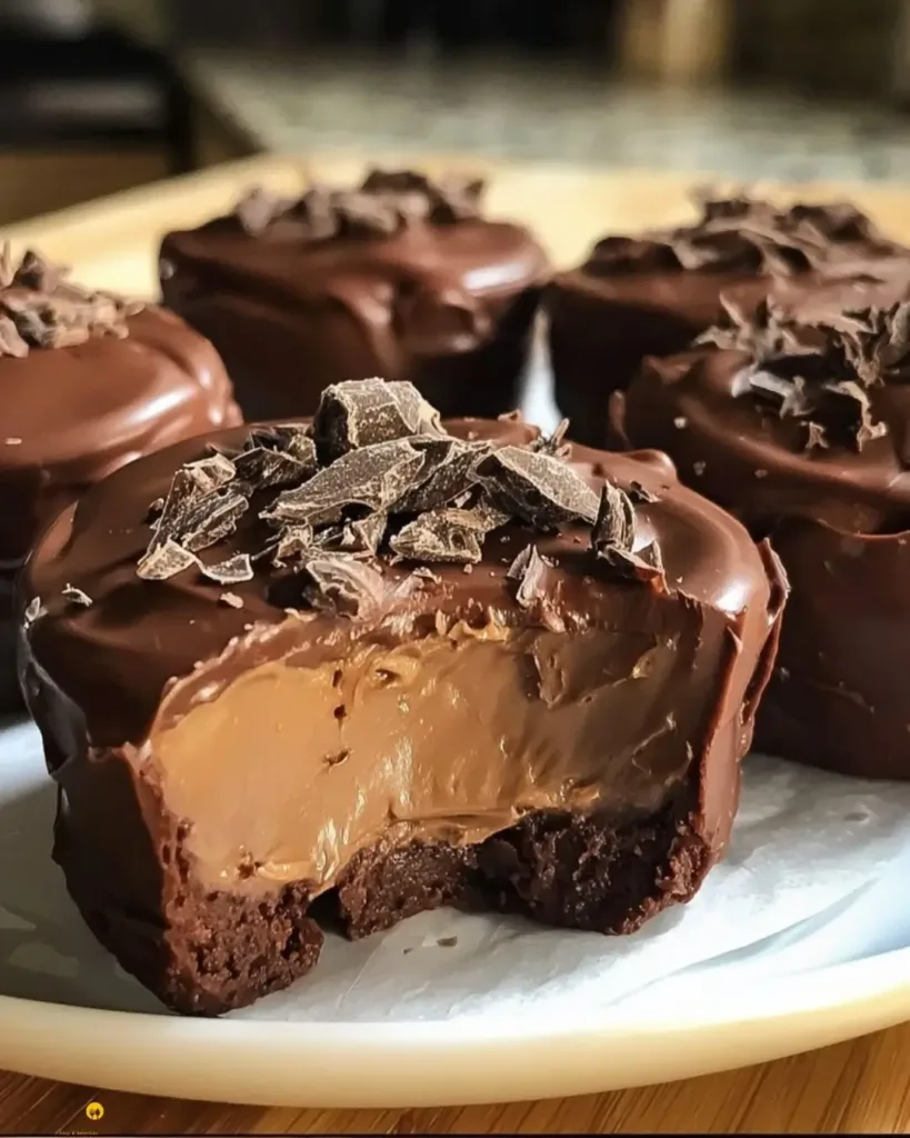 Ingredients for Healthy Peanut Butter Greek Yogurt Chocolate Mousse Bites with Gooey Fudge Centers
